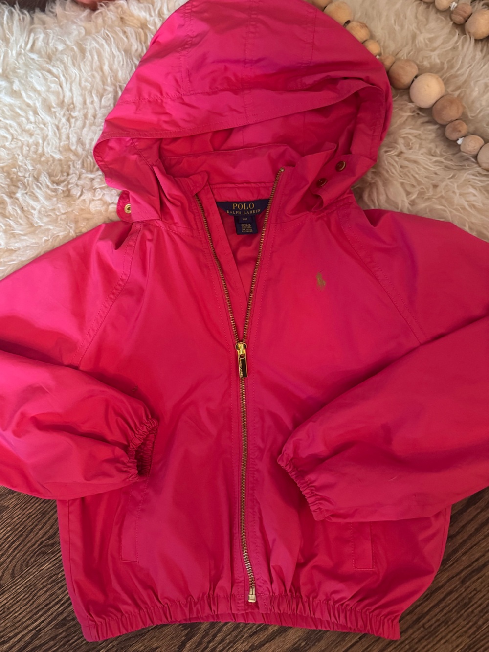 Polo by Ralph Lauren Bright Pink Hooded Shell Jacket